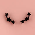 Triple Curved Star Stud Earrings (Black)