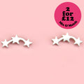 Triple Curved Star Stud Earrings